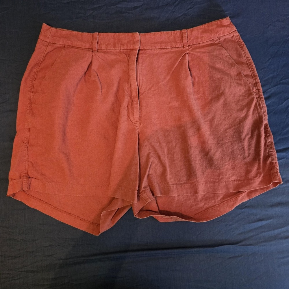 Old Navy Shorts Mens 2XL Red Linen Viscose Elastic Waist Chino Summer Casual